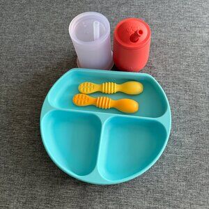 Silicone Toddler/Baby Plate, Sippy Cups and Spoons - various brands - colorful